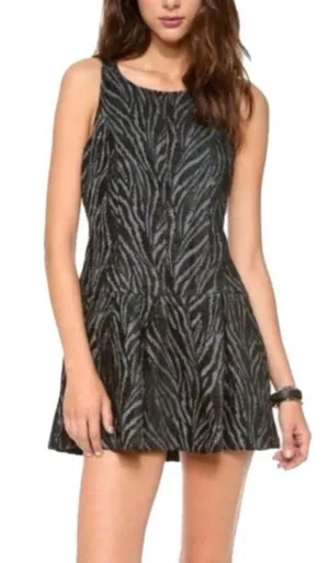Free People Movement Zebra Print Chenille Textured Drop Waist Mini Dress Si… thumbnail 1
