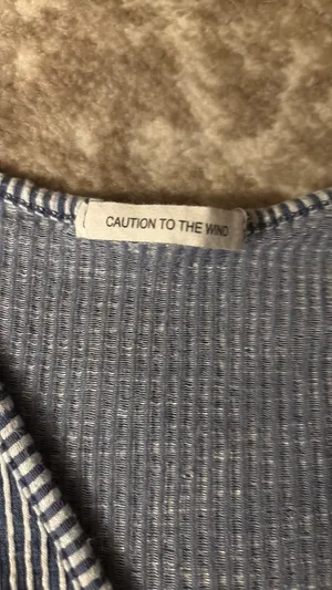 Caution to the Wind Blue and white striped top thumbnail 2