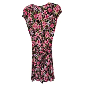 Hale Bob LA Floral Colorful Alessia Jersey Ruched Flounce Dress Size Medium thumbnail 3