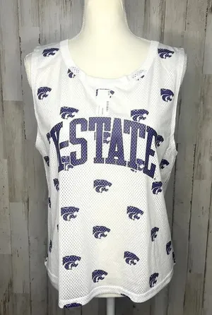 NWT NCAA Kansas State Wildcats Women's Small White Mesh All Over Print‎ Tank Top thumbnail 1