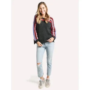 XIRENA Teton Aprés Ski Sweater Alpaca Gray Colorful Stripes Sporty Apres X-Small thumbnail 4