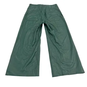 Maeve The Collette Faux Leather Green Wide Leg Cropped Pants Size 30 thumbnail 3