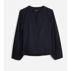 Madewell V Neck Long Sleeve Top Blouse Navy Stretch Cotton Small Minimalist NWT thumbnail 3