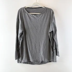 Lululemon Back In Action Long Sleeve Tee Shirt Tonka Stripe Black White Large thumbnail 3