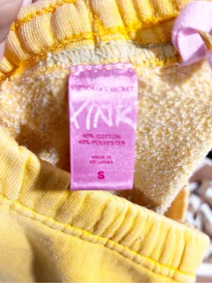 Y2K Victoria's Secret PINK Jogger Sweatpant Yellow Spellout Size Small thumbnail 4