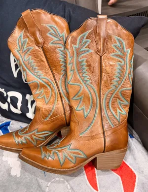 Jb Dillon brown and teal boots Size 6.5 thumbnail 1