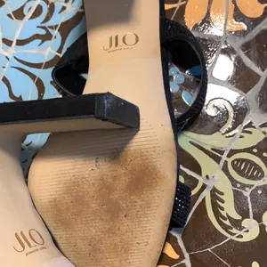 Jennifer Lopez Black Rhinestone Two-Band Heeled Sandals Sz: 10 thumbnail 8