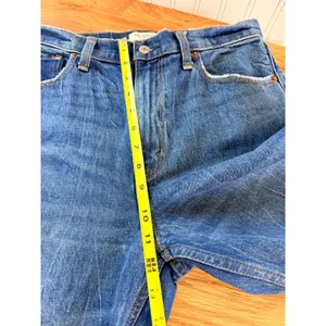 Abercrombie & Fitch The 90s Straight Ultra High Rise Raw Hem Jeans Blue 28/6R thumbnail 6