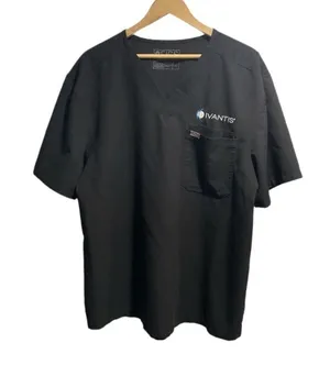 Figs xxl shirt black double pocket v‎ neck technical collection embroidery thumbnail 1