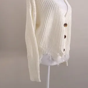 NWOT Polly & Esther loose cable knit distressed cardigan thumbnail 4
