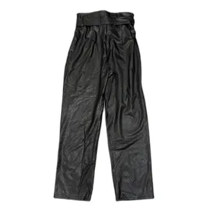 NWT Evereve‎ Commando Faux Leather Paperbag Pants Black Belted Edgy Size XS thumbnail 6