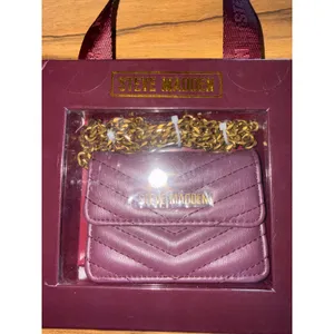 Steve Madden Wallet on a String Womens OS Bloodstone New Quilted Crossbody‎ Bag thumbnail 4