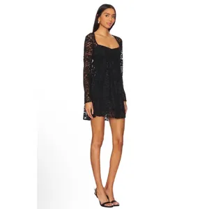 New! Amanda Uprichard‎ Monet Dress Black Lace Long Sleeve Mini Size Small thumbnail 3