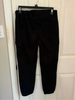 Tinseltown Black Jogger Style Cargo Pants with  Drawstring Waist thumbnail 4