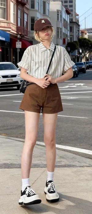 Short Sleeve Button Down‎ Women M Blue White Excellent Striped Collared Shirt thumbnail 1