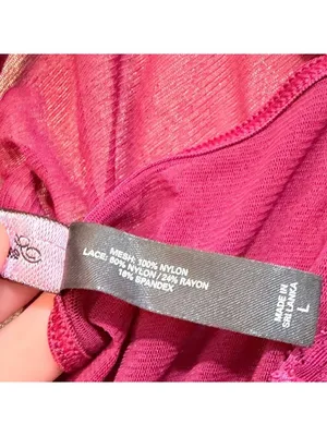 Victorias Secret Sexy Little Things Sheer Mesh Lace Cami Magenta VTG L thumbnail 4