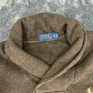 Polo Ralph Lauren Brown Shawl Neck Sweater Faux Suede Elbow Patch size Medium thumbnail 2