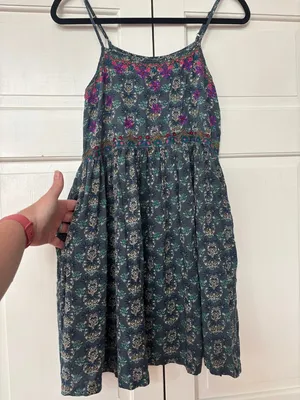 NATURAL LIFE Sara Embroidered Floral Mini Dress Dark Teal Medallion‎ Size XS thumbnail 6