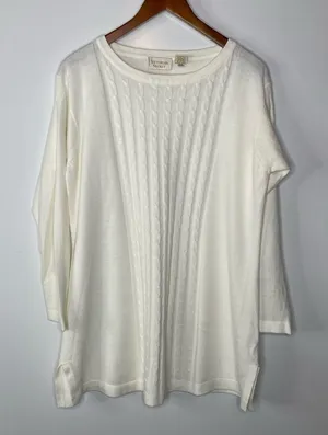 Victoria’s Secret Gold Label Cream Cable Knit Sweater Tunic Medium‎ thumbnail 1