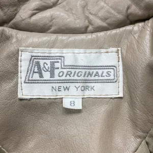 Vintage A&F Originals Women Leather Jacket Size 8 Tan Western Bomber Indie Retro thumbnail 8