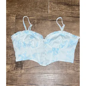 Princess Polly NEW Toile blue floral corset top thumbnail 2