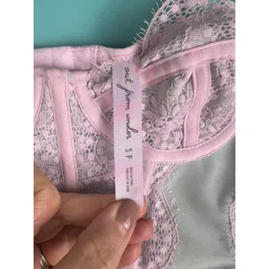 Out From Under Pink Lace Corset Bustier Top S | Sheer Mesh Lingerie Style Crop U thumbnail 3