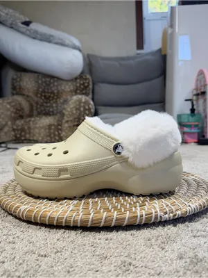 Crocs Women’s Classic Platform Fleece Lined Clogs in Bone Neutral 8 thumbnail 5