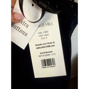 SHERRI HILL 51640 Black Sequin Halter Chiffon Gown – Size 6 NWT thumbnail 8
