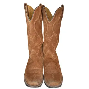 Stetson Tan Brown Suede Leather Boots 7 Western Classic Snip Toe Handmade Mexico thumbnail 3