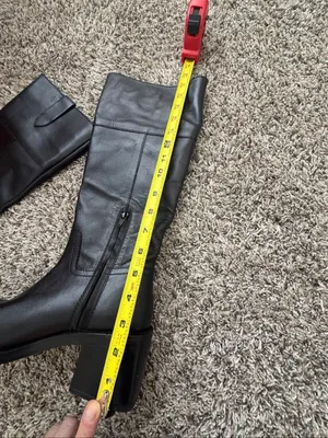 Zara Knee High Mid Heel Leather Boots Size 6 or 36 thumbnail 10