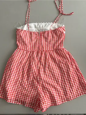 Trixxi NEW Red Gingham Romper with White Trim Small thumbnail 2