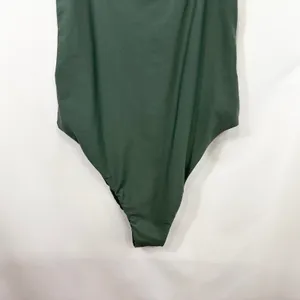 Aerie Large‎ One Piece Swimsuit Olive Green Scoop High Cut Solid Beach Vacay 231 thumbnail 5