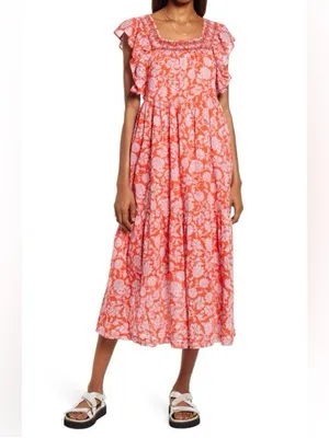 Free People Bonita Printed Boho Midi Dress Size Medium thumbnail 2