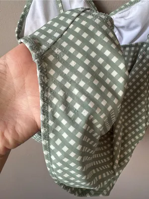 Riley + Cru‎ Sage Gingham One Piece Knotted Bathing Suit Mama Suit Size Medium thumbnail 10