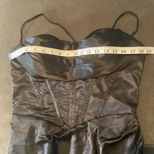 Women’s Black Full Length Prom Party Dress Criss Cross Straps & Leg Slit Size 10 thumbnail 9