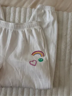 Pacsun White Sweatpants with Colorful Patch Details thumbnail 2