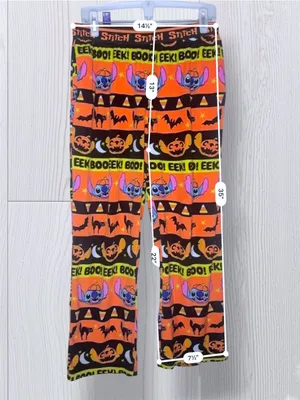 DISNEY STITCH Women’s Halloween Pajama Pants Orange Black Lounge Sleep thumbnail 8
