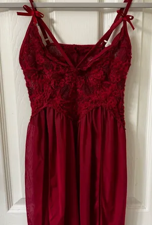 SHEIN Red Lace & Chiffon Babydoll Chemise thumbnail 1