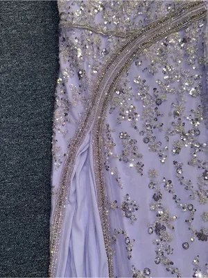 Lavender Purple Glitter Beaded Gown Size L thumbnail 5