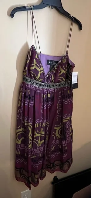 NWT nicole miller silk purple dress‎ 4 thumbnail 1