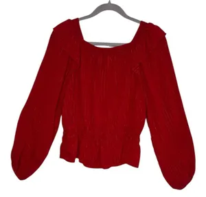 Universal Threads Puff Sleeve Peplum Top Large Elegant Red Women's Top thumbnail 5
