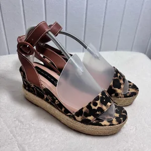 Steven by Steve Madden Leopard Print Wedge Heels‎ Espadrilles  size 6.5 thumbnail 4