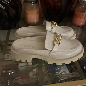 Dream Pairs Cream Gold Mules with Chunky Sole thumbnail 4
