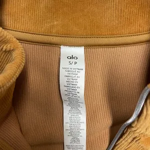 Alo Yoga Quarter Zip Mock Neck Corduroy Crop Top In Toffee - Women’s size small thumbnail 9