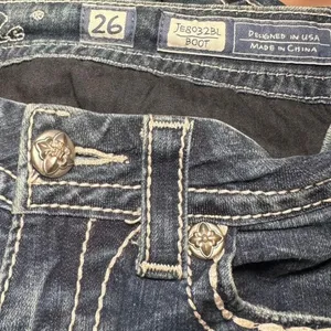 Miss Me blue bootcut embellished low rise jeans JE8032BL Size 26 thumbnail 3