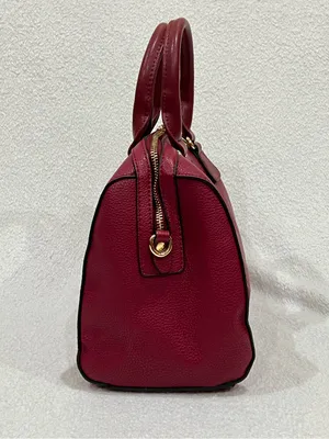 Jessica Moore Berry Red Pebbled Faux Leather Venture Satchel thumbnail 3