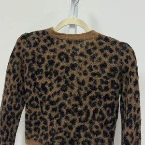 J. Crew Leopard Print Alpaca Wool Blend Cardigan Sweater Top CE695 Brown XS thumbnail 6