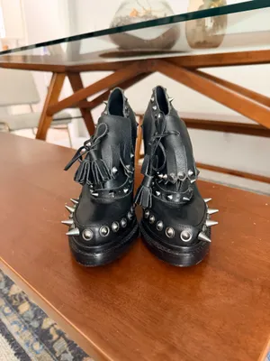 Jeffrey Campbell braveheart black leather studded platform goth metal booties 9 thumbnail 18