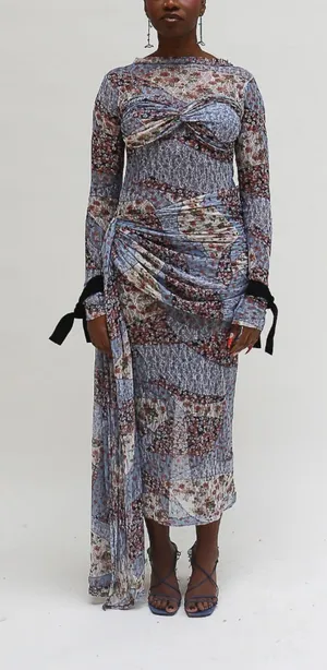 OMOL Swelle Mesh Floral Column Midi‎ Dress NWT XS *with flaw* thumbnail 1