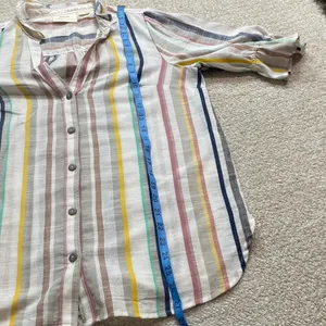 Anthropologie Striped Button Down Shirt - Multicolor Size 8 100% Cotton thumbnail 13